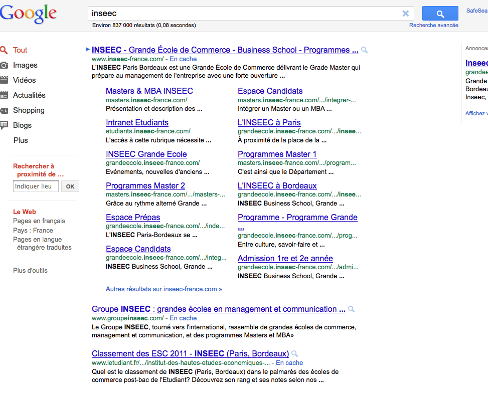 Exemple de requete google