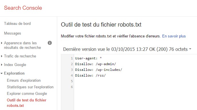 Outil de test du fichier robots.txt